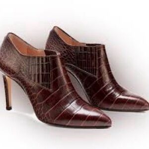 Inez Marisol 70 Stiletto Heel Bootie in Cocoa Croc. Wide width